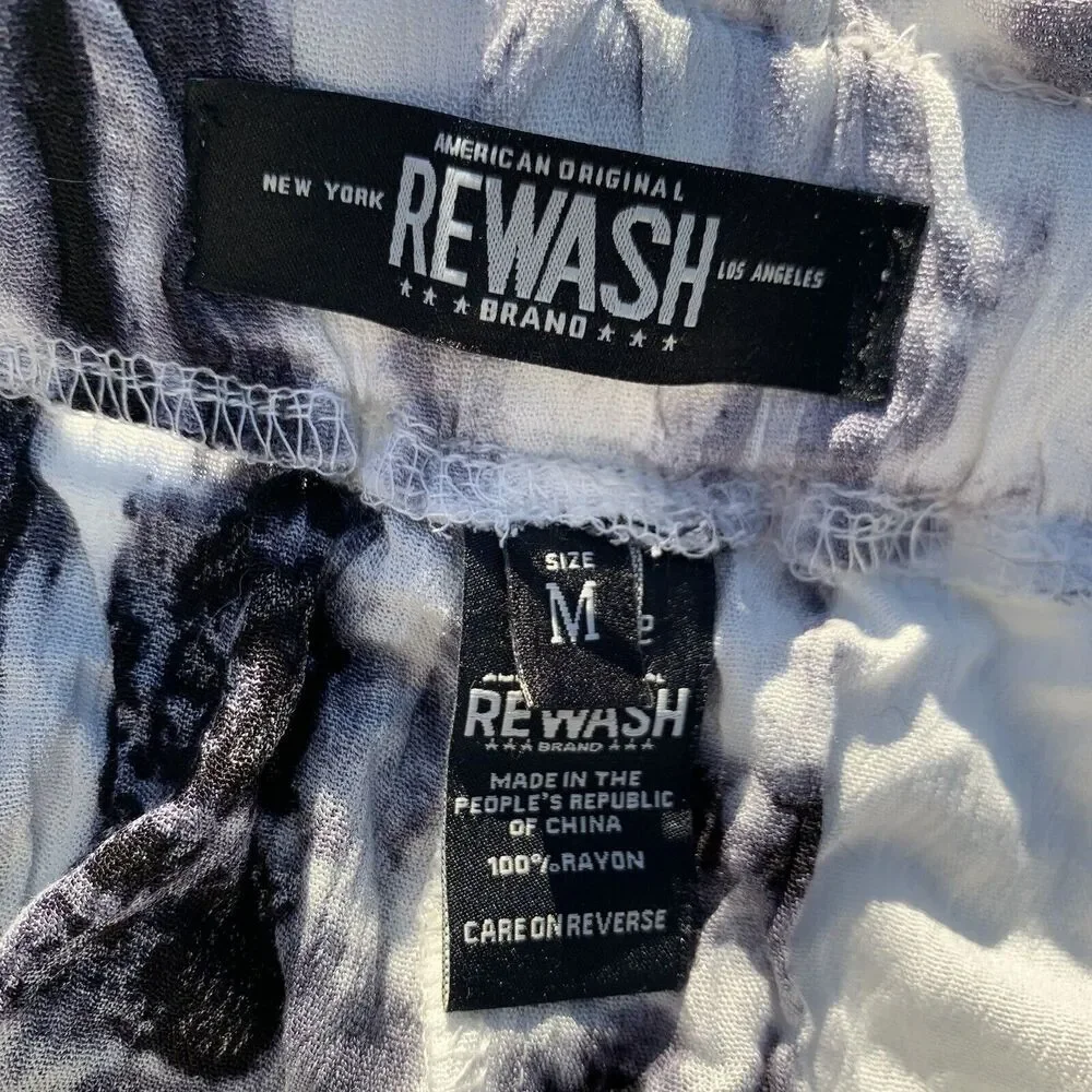 Rewash Black & White Tie-Dye Drawstring Shorts Size Medium - New